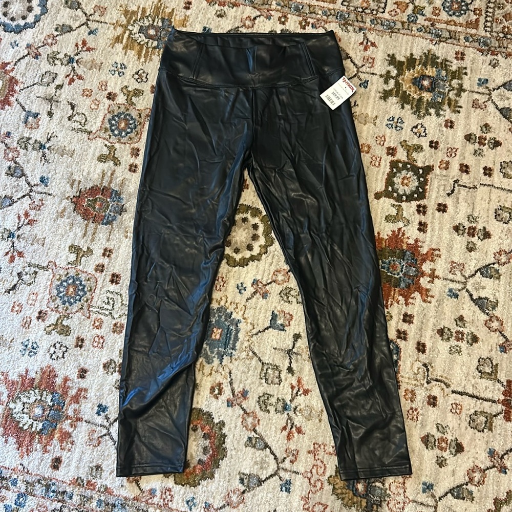 Black faux skinny pants